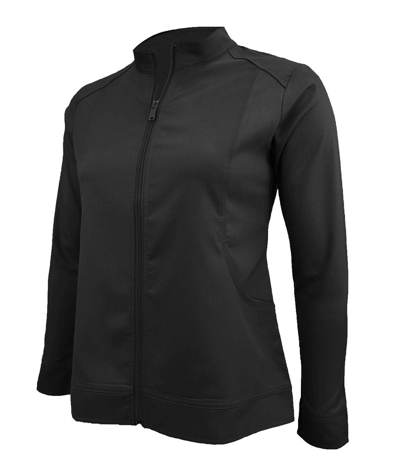 Natural Uniforms Women's Ultra Soft Stretch Zip Up Scrub Jacket (Black, Medium) - Image 5